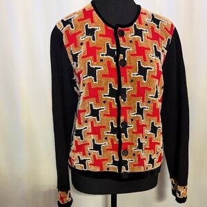 Berek Black and Red Geometric Cardigan